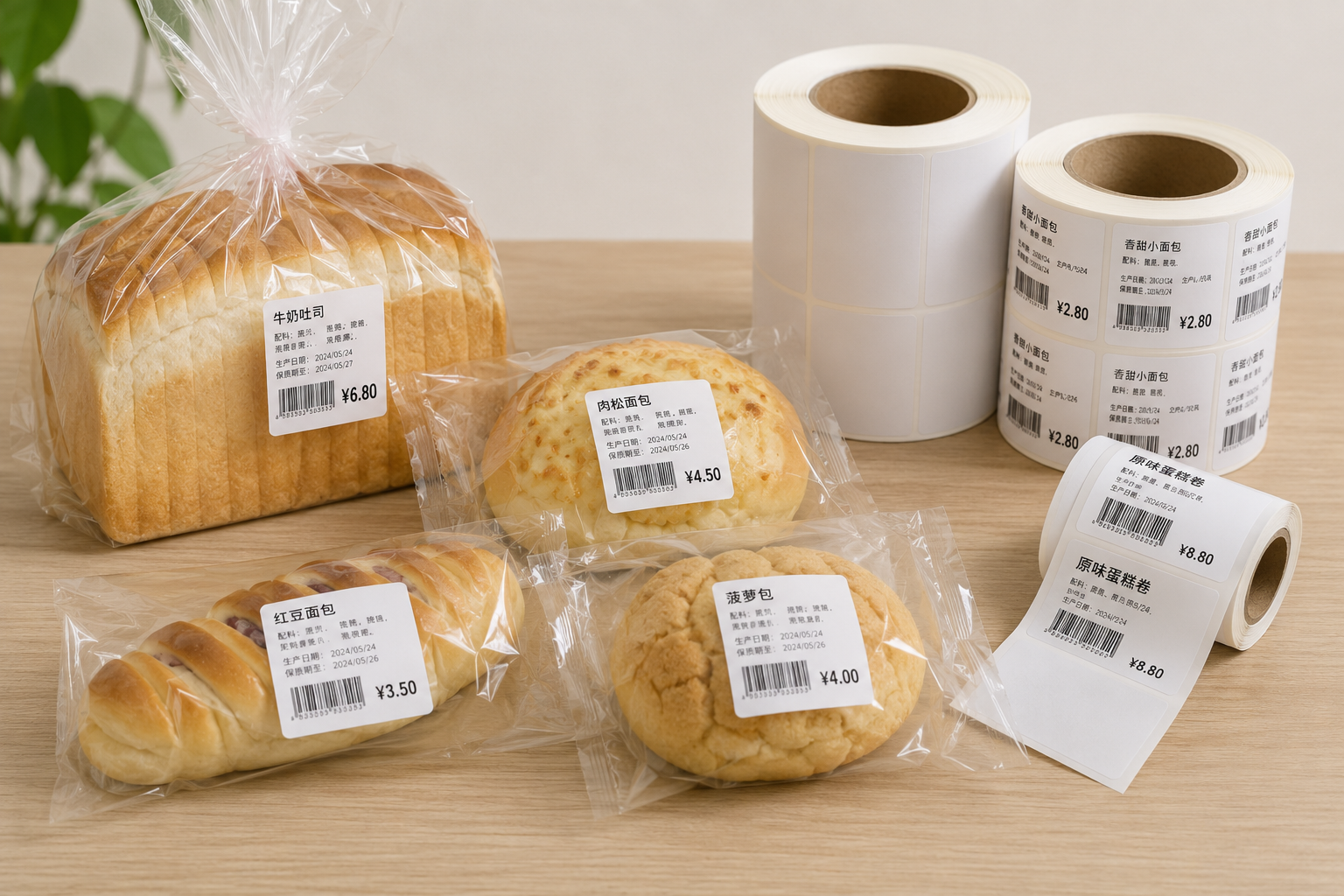 烘焙食品包装标签和标签卷定制样品